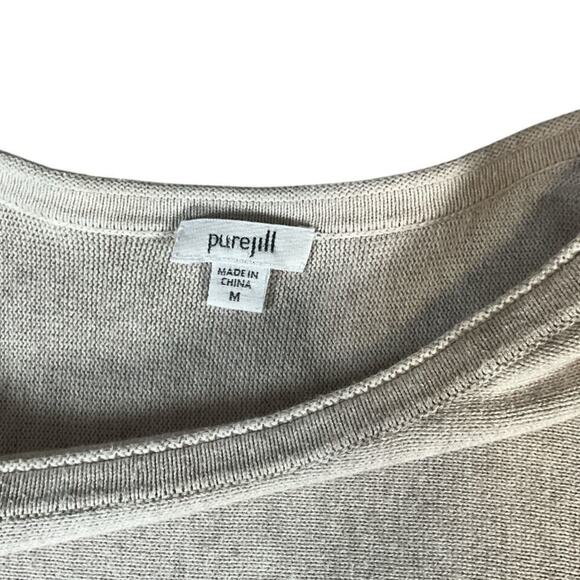 J.Jill 100% Cotton Sweater Heather Gray Size Medium 3/4 Sleeve Boat Neck Casual - Picture 9 of 10